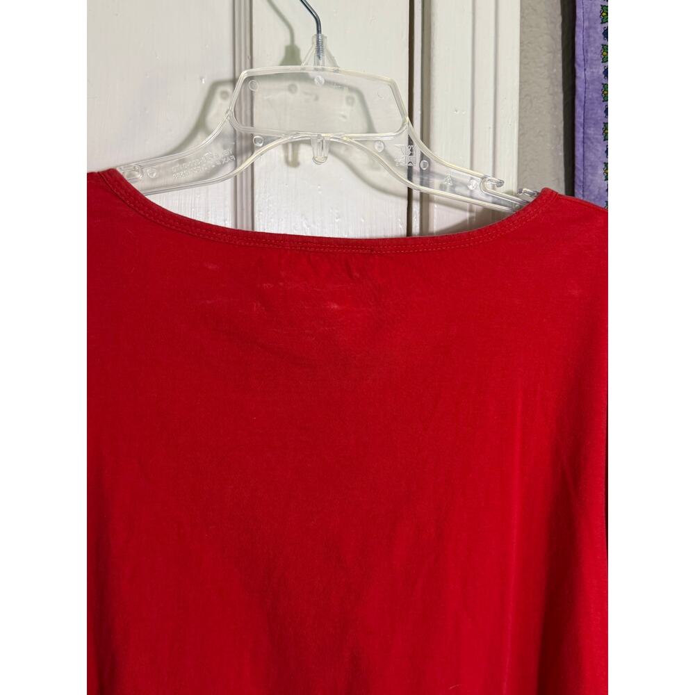 Venezia Vitale Red Embroidered Cotton Boho Lace Up Tunic Top - Plus Size 3X - Picture 6 of 10